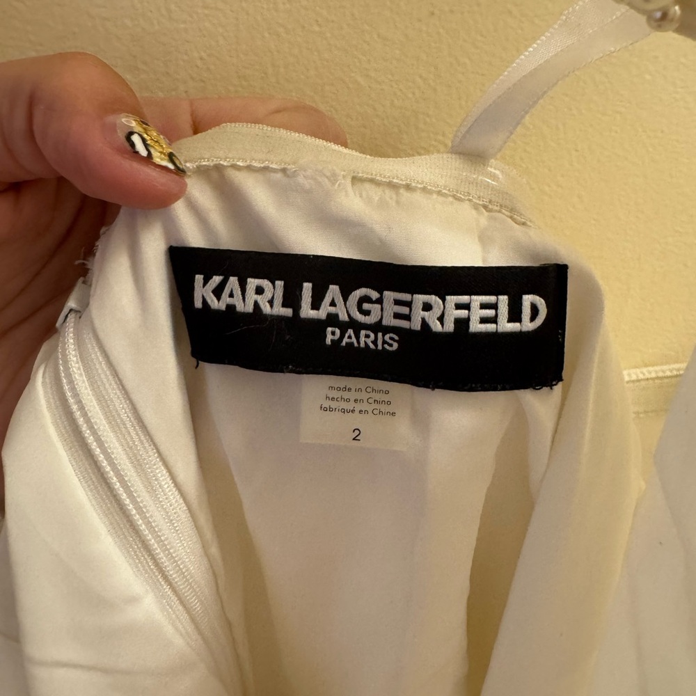 Karl Lagerfeld mini halter dress with pearl embellished choker - Picture 2 of 6